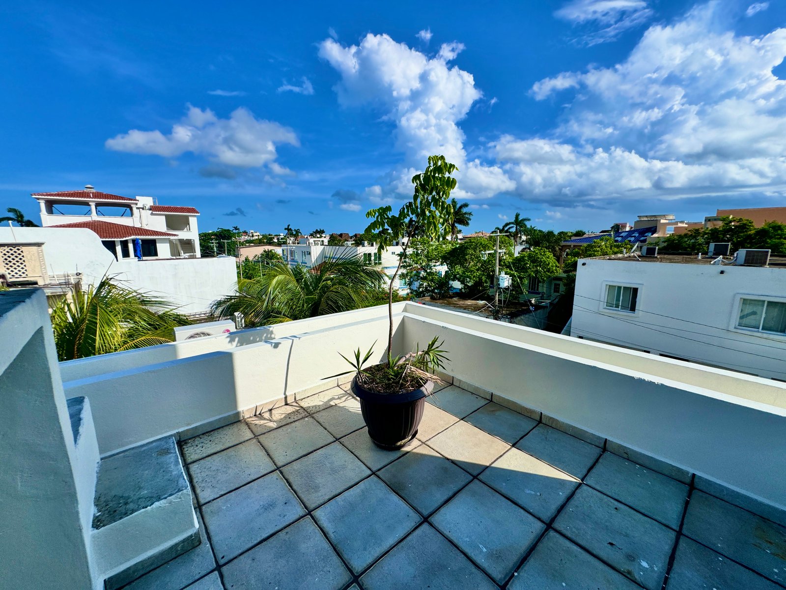 Private terrace at Casa 51 offering breathtaking views of the Caribbean Sea